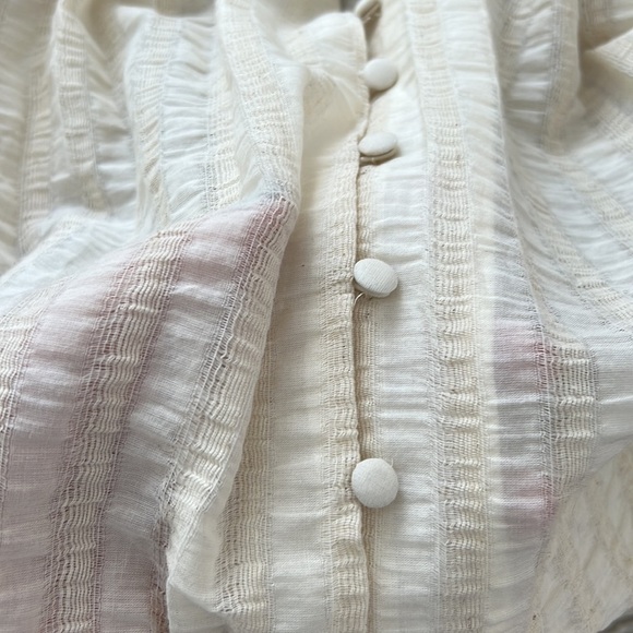 Zara V-Neck Peasant Blouse Button Front Top Rustic NWOT - Picture 11 of 12